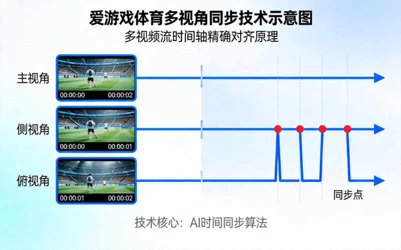 爱游戏体育多视角同步技术示意图 - 展示多个视频流如何精确对齐时间轴