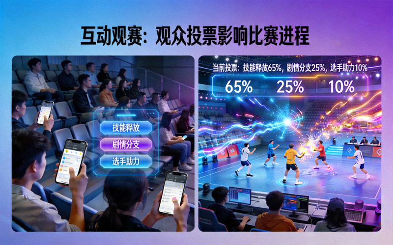 互动观赛概念图 - 观众投票影响比赛进程