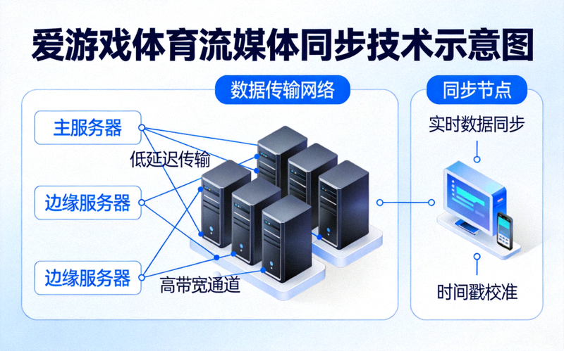 爱游戏体育流媒体同步技术示意图 - 服务器与数据传输网络可视化