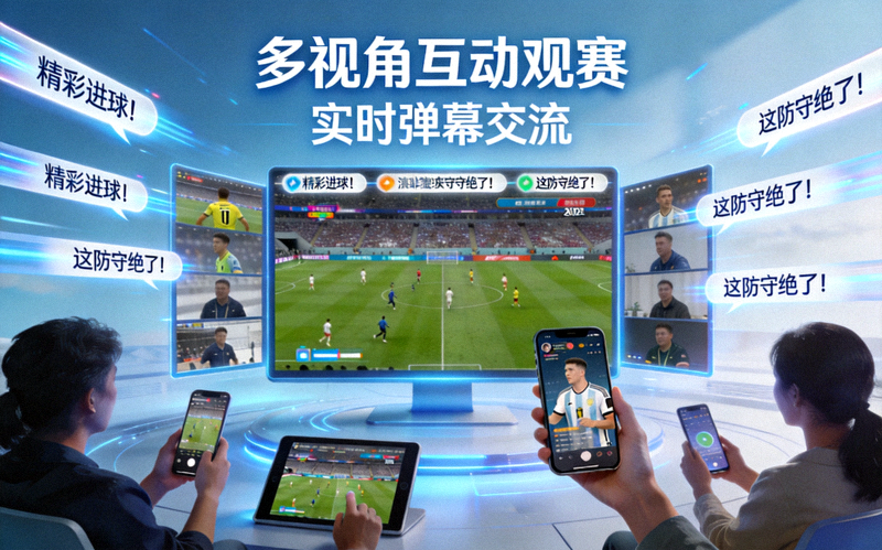 爱游戏体育官网新闻动态配图 - 多视角互动观赛与弹幕交流场景